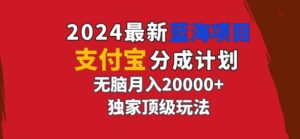 2024最新蓝海项目，支付宝分成计划，独家顶级玩法，无脑自动剪辑，-网创资源