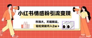 小红书情感、婚恋粉引流变现，不用拍视频小白无脑搬运 轻松月入2w+-网创资源