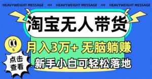（11574期）淘宝无人带货3.0高收益玩法，月入3万+，无脑躺赚，新手小白可落地实操-网创资源