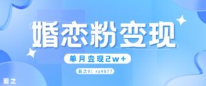 婚恋粉引流项目，小白无脑搬运操作，单月变现2w+-网创资源