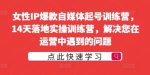 女性IP爆款自媒体起号训练营，14天落地实操训练营，解决您在运营中遇到的问题-网创资源