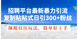 （11538期）招聘网站全新暴力行为引流方法，拷贝式日引300 粉丝们，刷新过去废弃物游戏玩法，简…-网创资源
