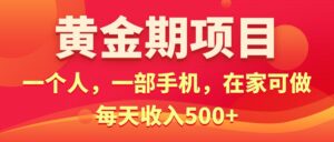 （11527期）黄金期项目，电商搞钱！一个人，一部手机，在家可做，每天收入500+-网创资源