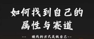 赛道和属性2.0：如何找到自己的属性与赛道，赚钱的方式是做自己-网创资源