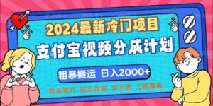 2024最新冷门项目，支付宝视频分成计划，直接粗暴搬运，有手就行-网创资源