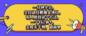 一分钟学会，全自动挂机掘金项目，有人用我这个方法，一个月2W+，全程无干预，超简单【揭秘】-网创资源