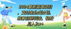 2024最新蓝海项目，支付宝分成计划，独家自研玩法，轻松月入2w+-网创资源