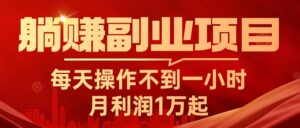 （11449期）躺赚副业项目，每天操作不到一小时，月利润1万起，实战篇-网创资源