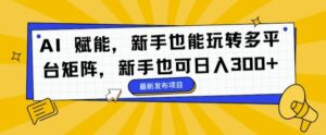 AI 赋能，新手也能玩转多平台矩阵，新手也可日入3张-网创资源