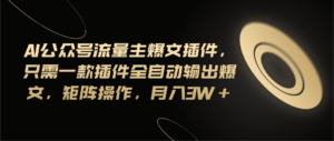 （11430期）Ai公众号流量主爆文插件，只需一款插件全自动输出爆文，矩阵操作，月入3w+-网创资源