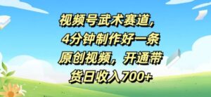 视频号武术赛道，4分钟制作好一条原创视频，开通带货日收入几张-网创资源