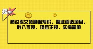 通过卖女装赚取差价，副业首选项目，收入可观，项目正规，实操简单-网创资源