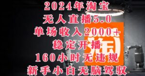 2024年淘宝无人直播5.0，单场收入2k+，稳定开播160小时无违规，新手小白无脑驾驭-网创资源