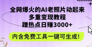 2024年最新赛道AI老照片项目，容易上热门，可全平台操作，操作简单，日入1k-网创资源