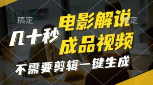 一键生成原创影视解说视频，十秒钟生成文案，解说，背景音乐视频成品-网创资源