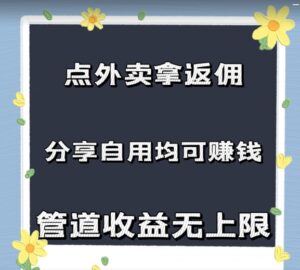 点外卖拿返佣，自用分享均可赚钱，2024新风口，管道收益无上限-网创资源
