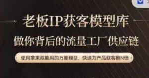 老板IP流量供应链，动作越少，账号越好，使用拿来就能用的万能模型，快速为产品获客翻N倍-网创资源