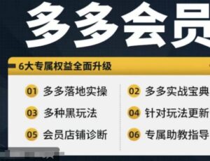 拼多多会员，拼多多实战宝典+实战落地实操，从新手到高阶内容全面覆盖-网创资源