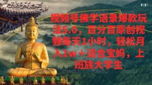 视频号佛学语录爆款新玩法，百分百原创视频每天1小时，轻松月入1w+-网创资源
