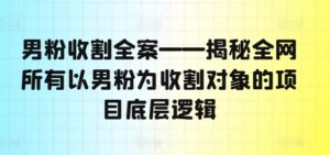 男粉收割全案——揭秘全网所有以男粉为收割对象的项目底层逻辑-网创资源
