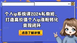 个人ip系统课2024私教班，打造高价值个人ip涨粉转化变现闭环-网创资源