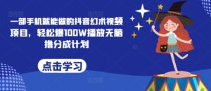 一部手机就能做的抖音幻术视频项目，轻松爆100W播放无脑撸分成计划-网创资源