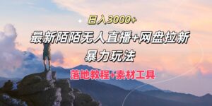 日入3k，最新陌陌无人直播+网盘拉新暴力玩法，落地教程+素材工具-网创资源