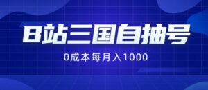 B站三国自抽号新项目，0成本费纯手动式，每月稳赢1000【揭密】-网创资源