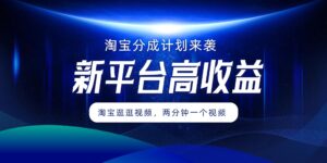 淘宝分成方案来临，2分钟一个视频，新渠道高回报，1万播放率盈利100多，轻轻松松月入5个数-网创资源