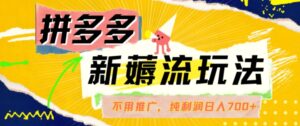 拼多多最新薅流游戏玩法，不用驾车营销推广，完全靠自然流用餐-纯粹赚50 盈利，日入700 【揭密】-网创资源