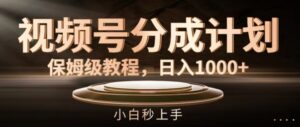 微信视频号分为方案家庭保姆级实例教程，日入1K，新手秒入门【揭密】-网创资源
