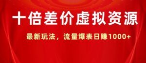 十倍差价虚拟资源，最新玩法，流量爆表日赚1k-网创资源