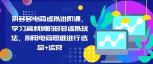 拼多多电商虚似升阶课，学习高盈利的多多的虚似游戏玩法，运用电商思维开展选款 经营-网创资源