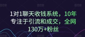 1对1闲聊收款系统软件，10年致力于引流和交易量，各大网站130万 粉丝们-网创资源