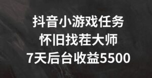 抖音小游戏每日任务，复古找茬儿，7天收益5500 【揭密】-网创资源