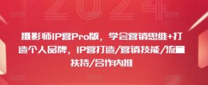 摄影师IP营Pro版，学会营销思维+打造个人品牌，IP营打造/营销技能/流量扶持/合作内推-网创资源