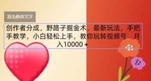 原创者分为，歪门邪道掘金队术，全新游戏玩法，一对一教学，新手快速上手，教大家轻松玩微信视频号-网创资源