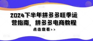 2024后半年拼多多平台高峰期运营指南，拼多多电商实例教程-网创资源