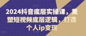 2024抖音视频最底层实操课，重构小视频底层思维，打造个人ip转现-网创资源