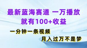 全新瀚海跑道，一万播放视频就会有100 盈利，一分钟一条视频，月入了万-网创资源