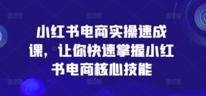 小红书电商实际操作速成课，让你快速把握小红书电商核心技能-网创资源