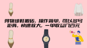 得物球鞋搬砖，操作简单，可以多号矩阵，快速放大，一单收益几百元-网创资源