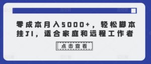 零成本月入5000 ，轻轻松松脚本制作挂JI，适合家庭和远程工作人员-网创资源