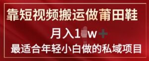 靠短视频搬运做莆田鞋子月入1w 简易爆利，比较适合年轻小白忙活的私域变现新项目-网创资源