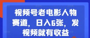 视频号老电影人物赛道，日入6张，发视频就有收益-网创资源