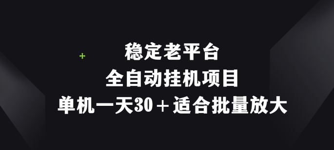 稳定老平台，全自动挂机项目，单机一天30 适合批量放大