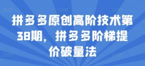 拼多多平台原创设计高级技术性第38期，拼多多平台台阶涨价破量法-网创资源