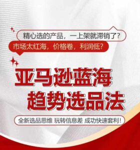 亚马逊平台瀚海发展趋势选法，全新升级选款逻辑思维，轻松玩信息不对称-网创资源