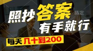 全新0撸新项目，照搬回答有手就行，每日几十到200最低-网创资源