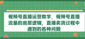 视频号直播运营教学，视频号直播流量的底层逻辑，直播卖货过程中遇到的各种问题-网创资源